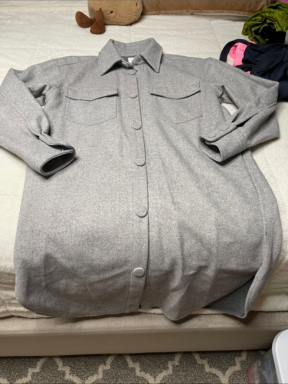 H&M Light Gray Wool-Blend Trench Coat